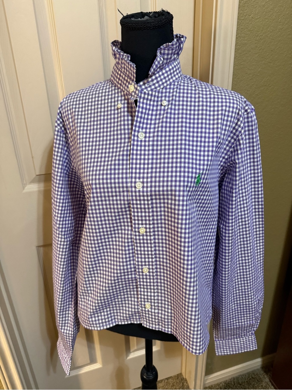 Upcycled Ralph Lauren Purple Gingham Button-Down Shirt